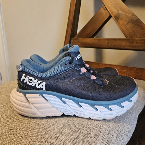 Hoka One One Gaviota 3 Women's Athletic Shoes Dark Blue Light Pink Size 7D - Picture 4 of 10